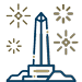 icon of Washington Monument with fireworks  