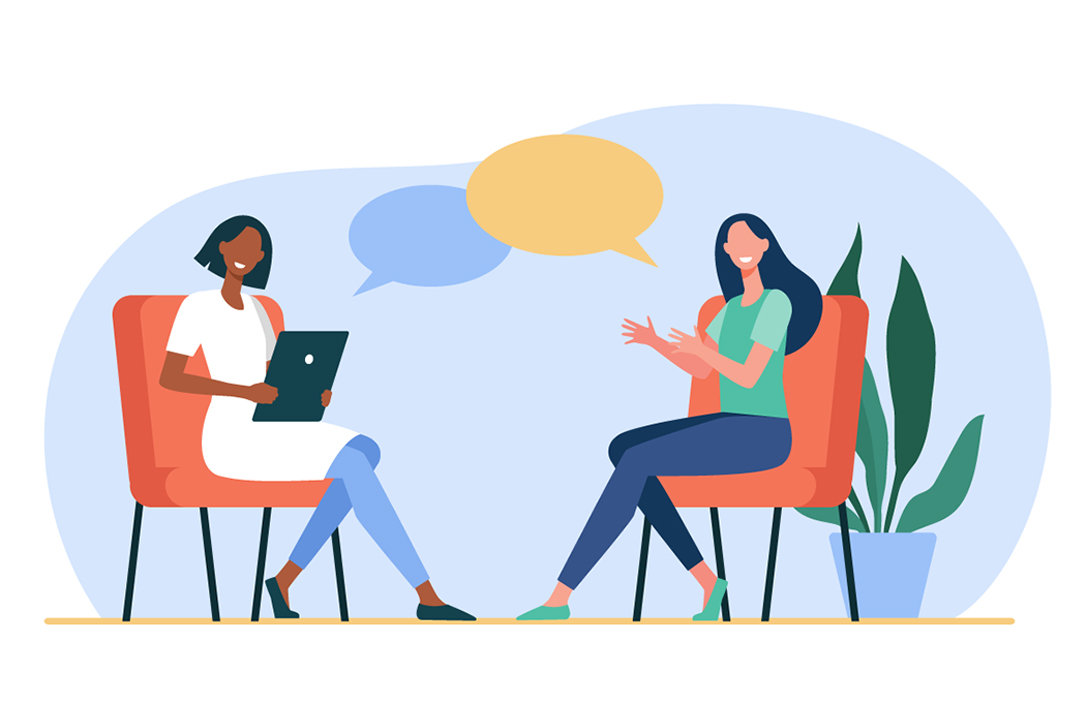illustration of two female sitting in chairs and talking (Image by pch.vector on Freepik - https://www.freepik.com/free-vector/happy-women-sitting-talking-each-other-dialog-psychologist-tablet-flat-illustration_12291116.htm#query=counseling&position=3&from_view=search&track=sph)