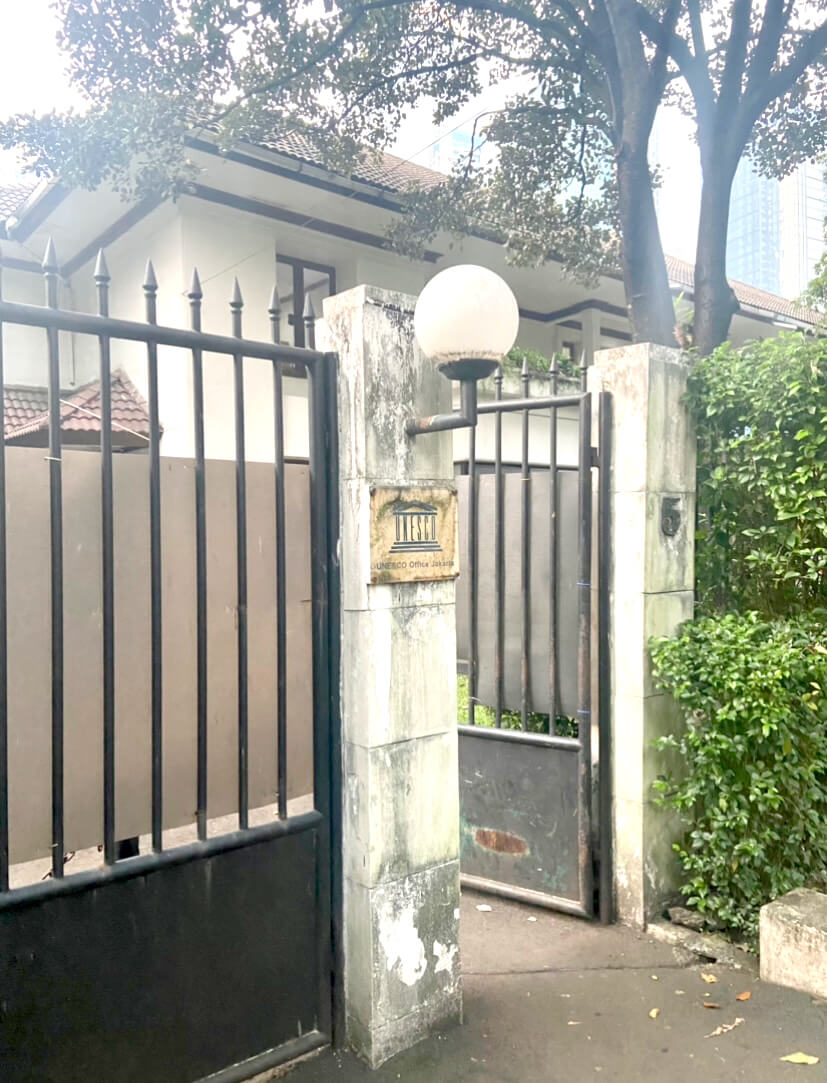 Gated entrance outside the building of the Jakarta office