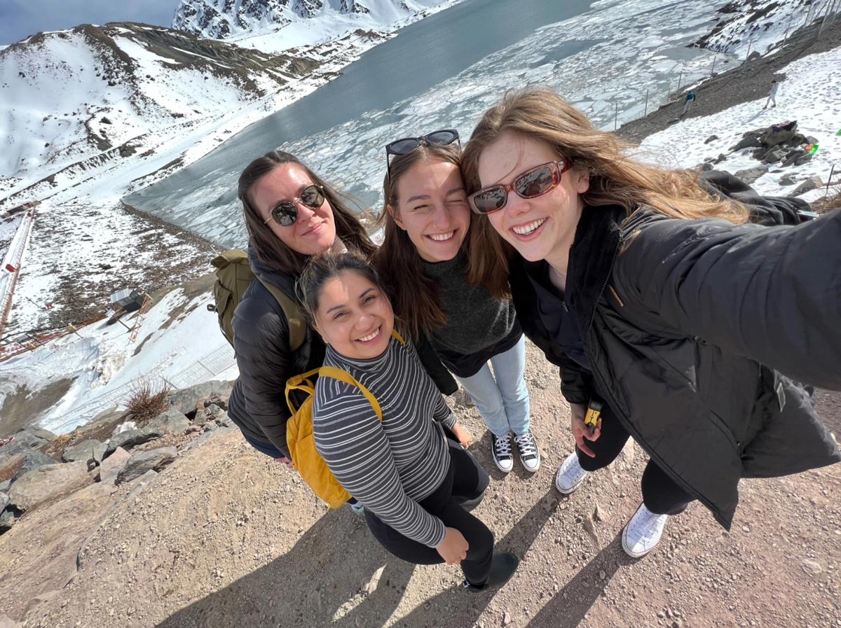 Peralta and colleagues take a selfie while trekking in Cajon del Maipo