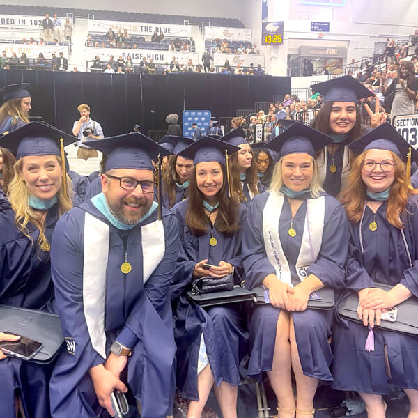 small group of graduates at the 2024 GSEHD Commencement celebration