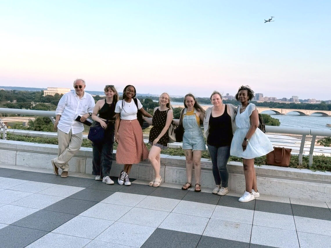 Dr. Eakle and Students on the Kennedy Center Rooftop Terrace