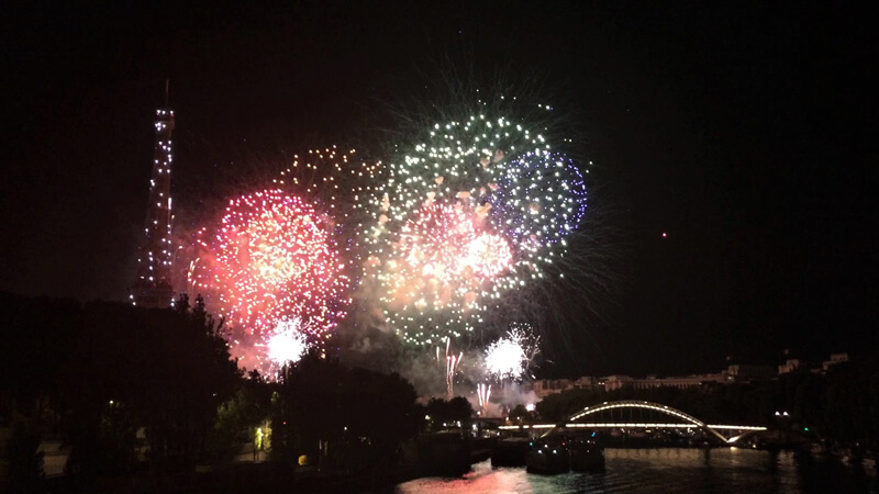 Fireworks capping the Bastille Day celebrations.