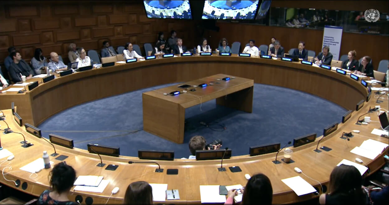 Overview of round table setup in United Nations Headquarters from event where Dr. Engel provided remarks