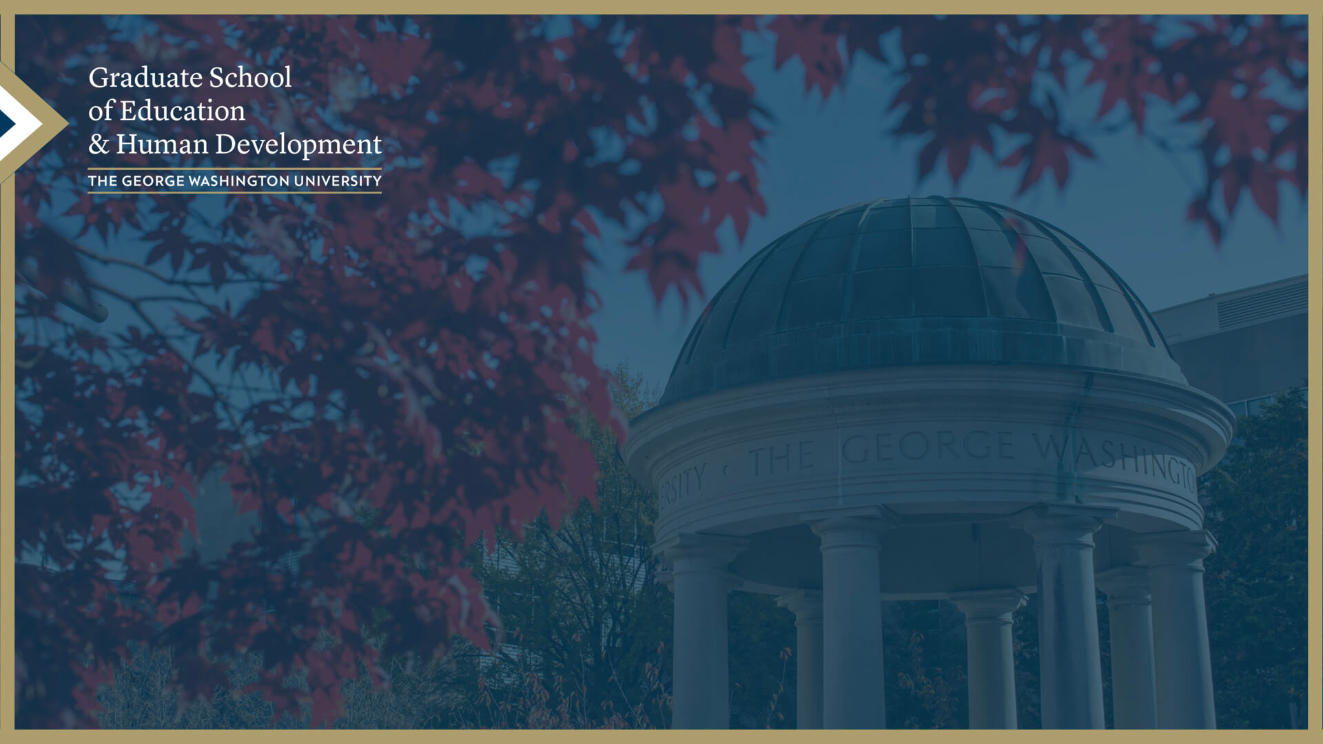 GW Tempietto background with GW Graduate School of Education and Human Development logo in corner