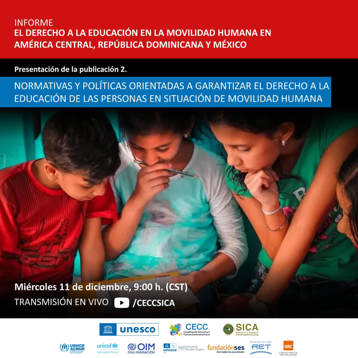 Cover of UNESCO report, El Derecho a la Educación en la Movilidad Humana en América Central, República Dominicana y México