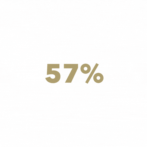 circle graph representing 57 percent