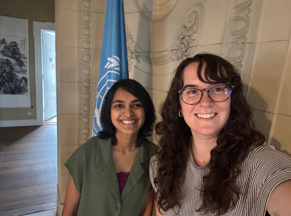 Megan poses for a selfie with a fellow intern