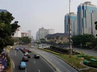 view of Jakarta city with road and large buildings