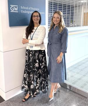 Dr. Shaista Khilji and Leslie Zemnick pose for a photo together