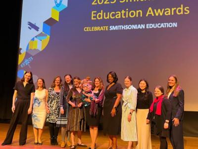 GSEHD alumni on stage at the 2025 Smithsonian Education Awards