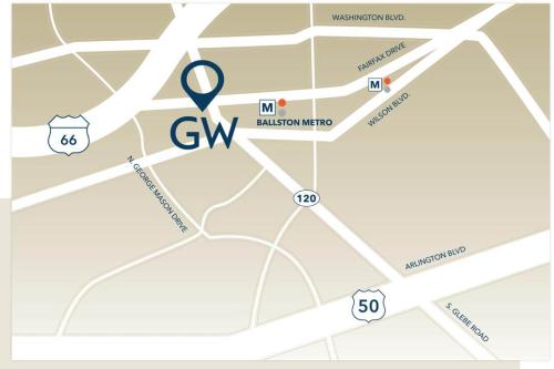 Map of Arlington Campus with metro stops and major roadways like 66 and 50