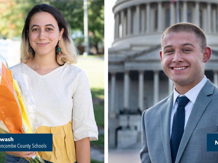 Left: Deema Kahwash headshot (Photo Credit: Buncombe County Schools) |  Right: Nathan Yohn headshot