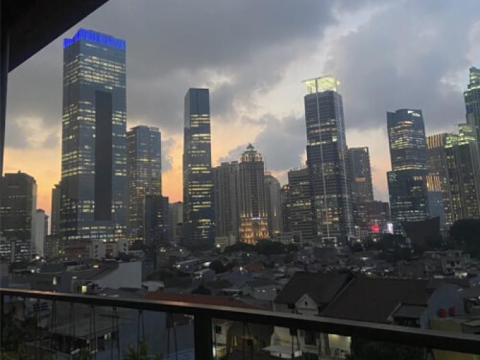 Jakarta skyline at sunset