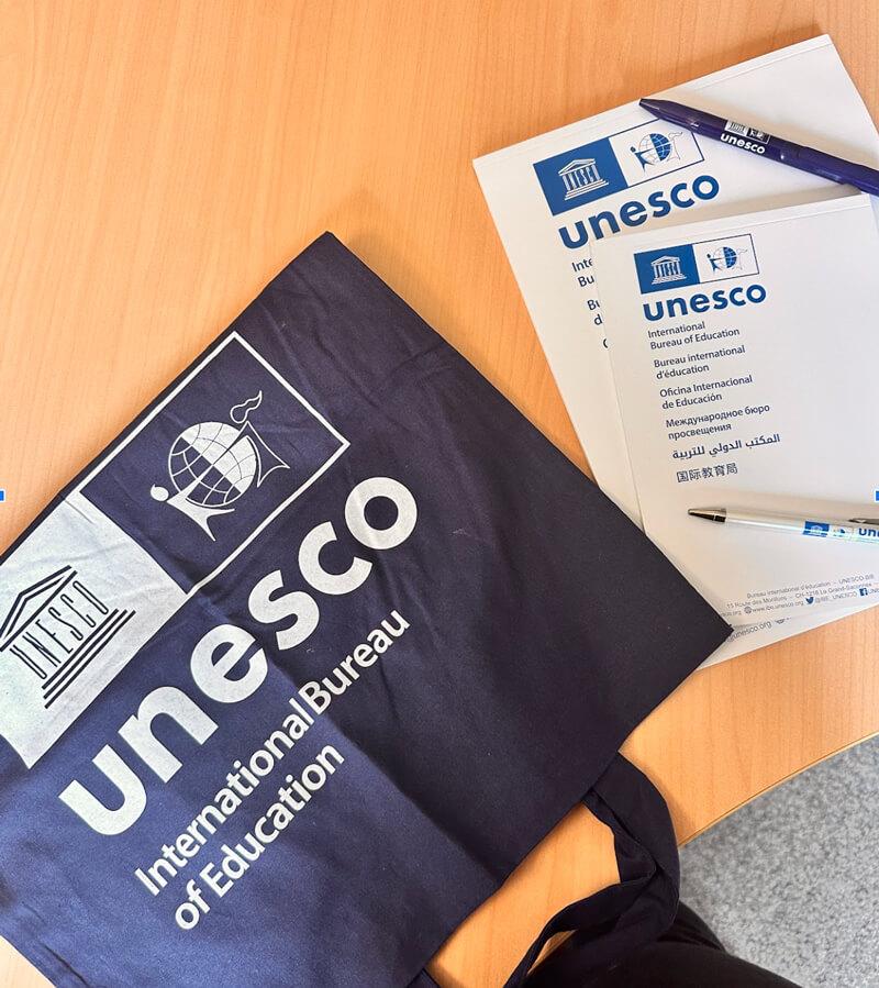 New Employee Welcome Kit includes UNESCO branded bag, paper and pens