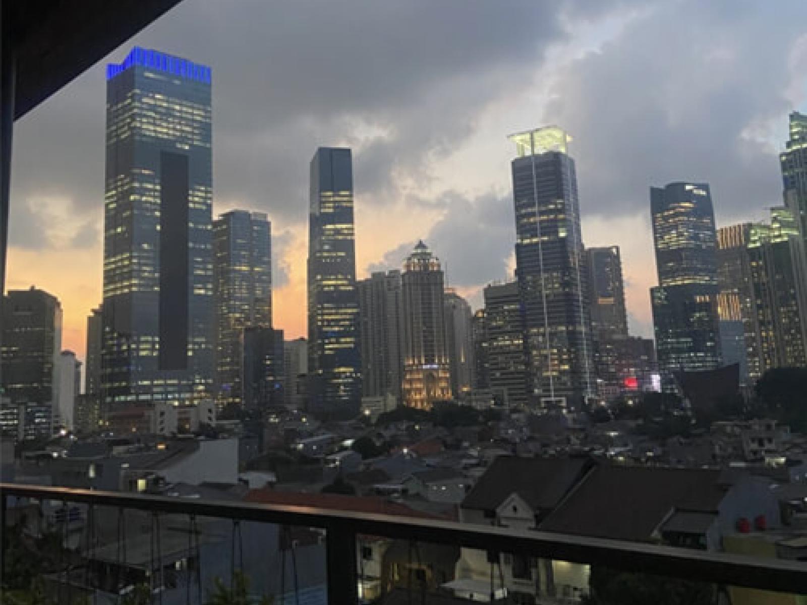 Jakarta skyline at sunset