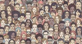 illustrated background of diverse faces