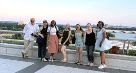 Dr. Eakle and Students on the Kennedy Center Rooftop Terrace