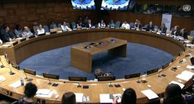 Overview of round table setup in United Nations Headquarters from event where Dr. Engel provided remarks