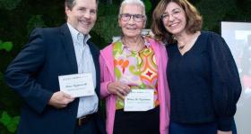 Peter Konwerski, Honey Nashman, and Amy Cohen pose for group photo with awards